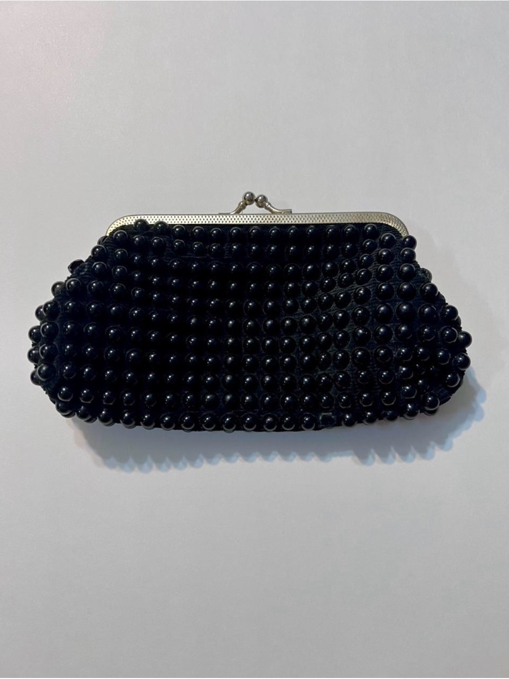 Vintage Black Beaded Clutch Handbag